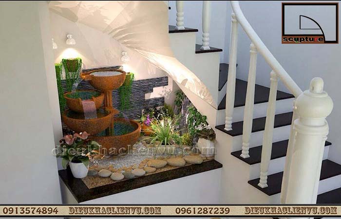 Tiểu cảnh g&oacute;c cầu thang